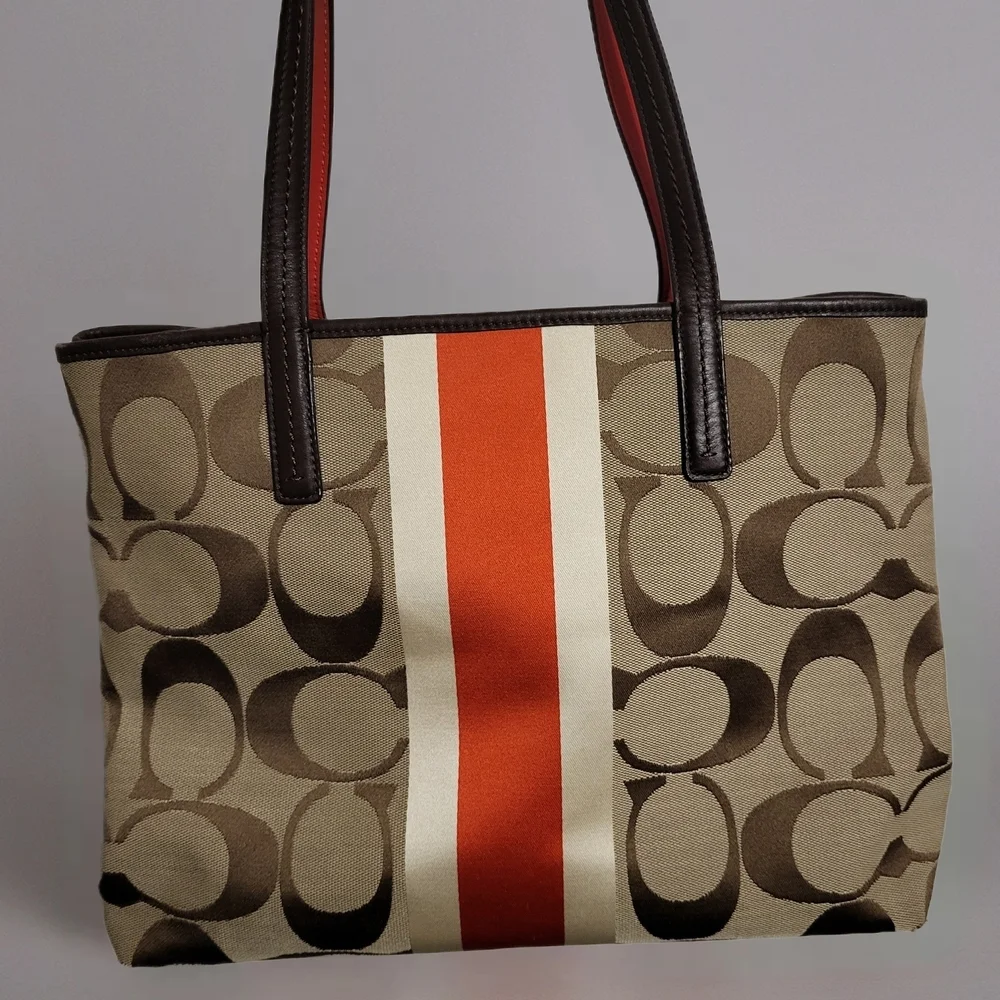 Coach Hampton Signature Stripe Tote.
